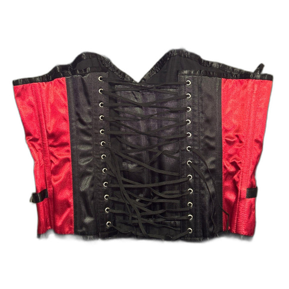 Red and Black Satin Steel Boned Corset Size 34 - Picture 4 of 10